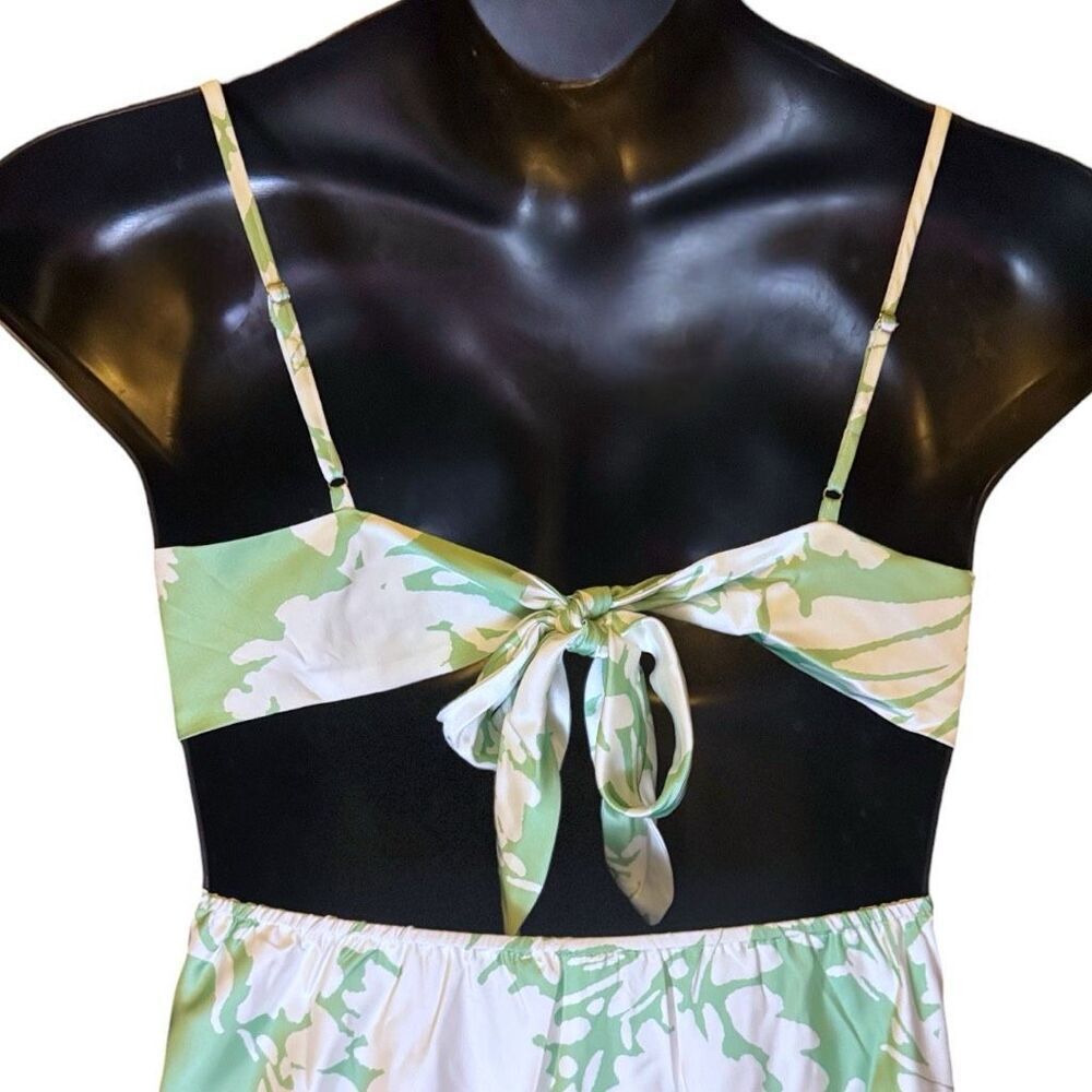 Adora Eucalyptus Floral Silky Satin Open-Back Tie Maxi Dress NEW - Picture 11 of 13